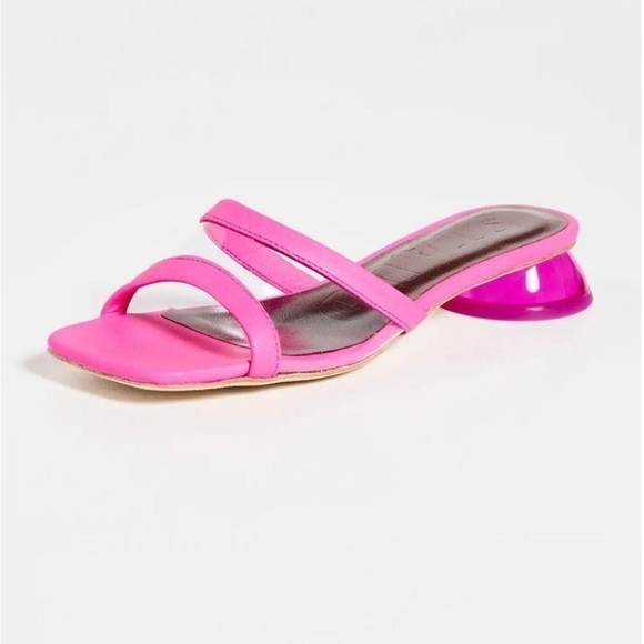 NIB Staud Simone Leather Clear Mules Shoes Bougainvillea - Picture 1 of 16